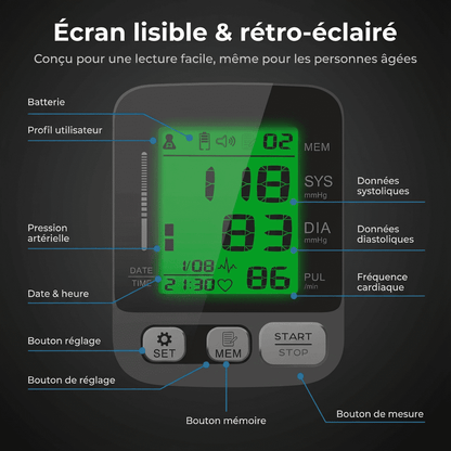 Tensiomètre électronique bras précis et facile d’utilisation