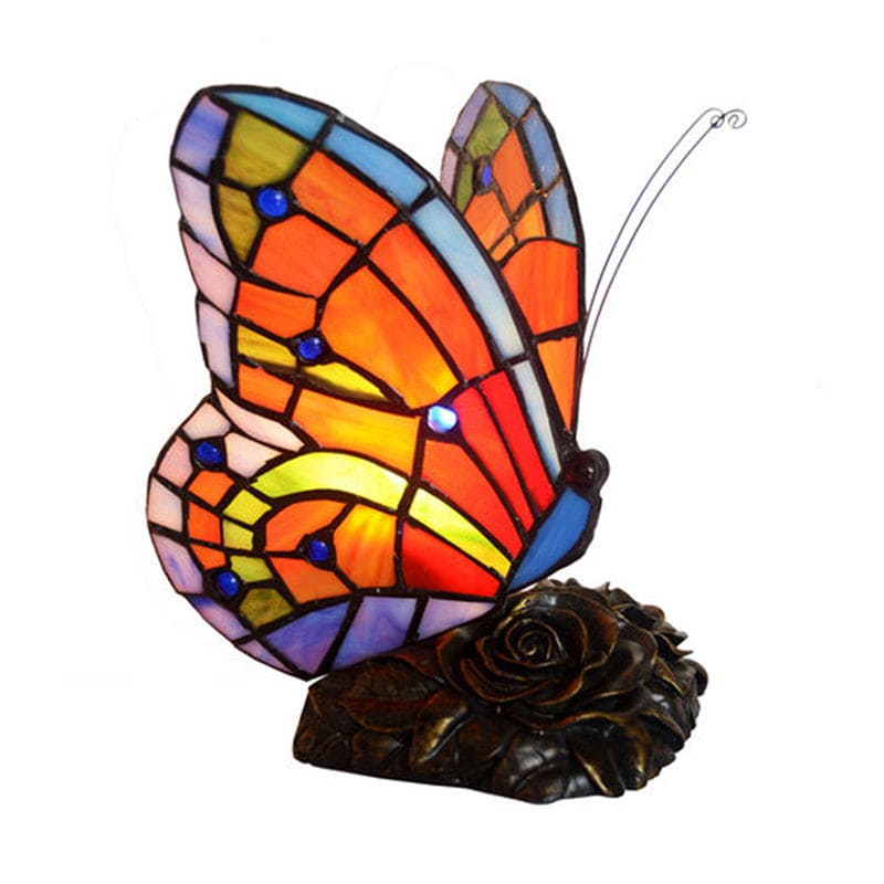 Lampe de table élégante avec abat-jour papillon et base en roses