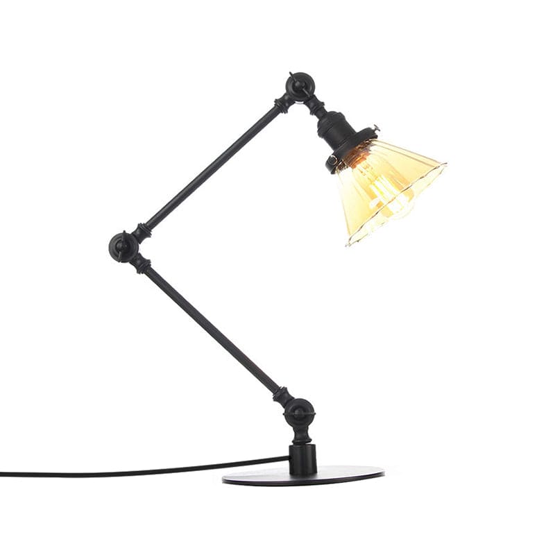 Lampe de table élégante en verre transparent conique
