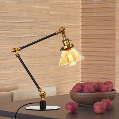 Lampe de table élégante en verre transparent conique