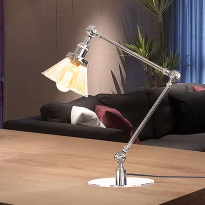 Lampe de table élégante en verre transparent conique