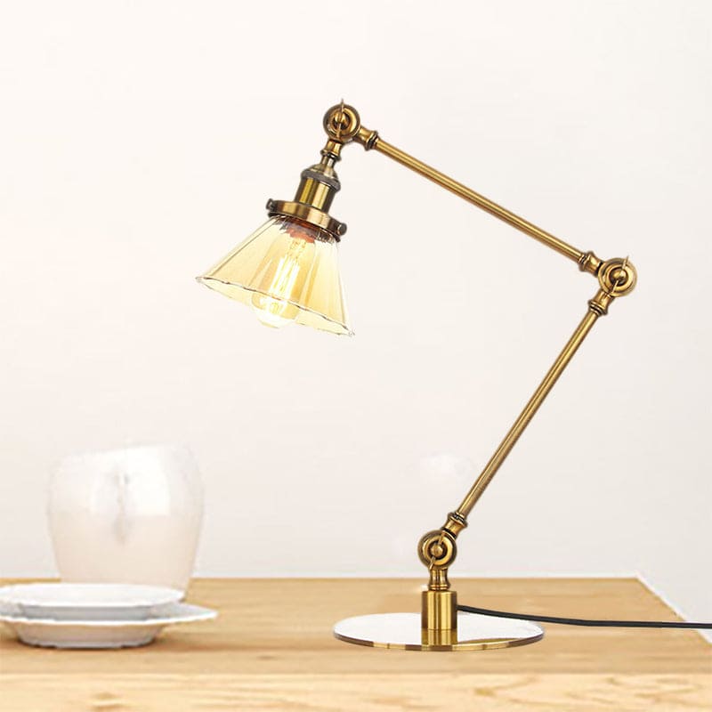 Lampe de table élégante en verre transparent conique