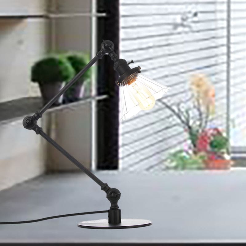 Lampe de table élégante en verre transparent conique