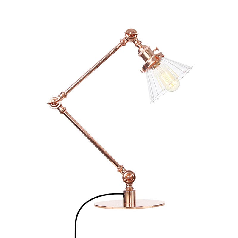 Lampe de table élégante en verre transparent conique