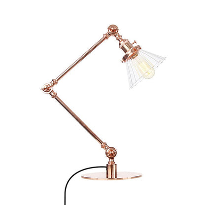 Lampe de table élégante en verre transparent conique
