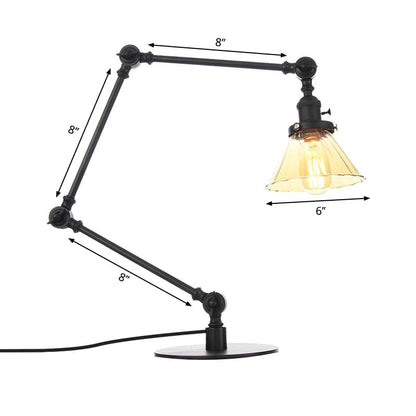 Lampe de table élégante en verre transparent conique