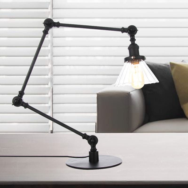 Lampe de table élégante en verre transparent conique
