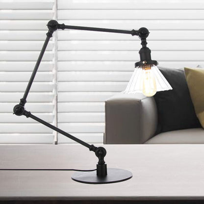 Lampe de table élégante en verre transparent conique