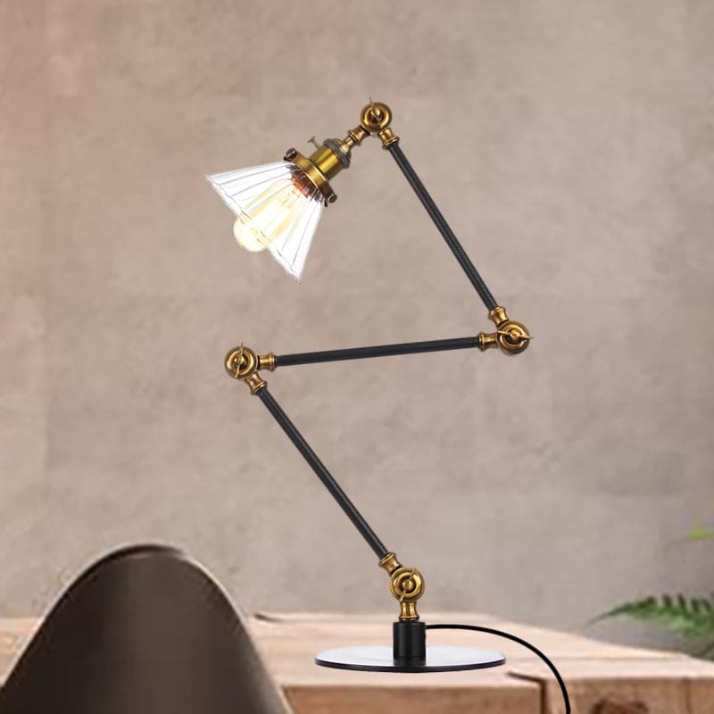 Lampe de table élégante en verre transparent conique