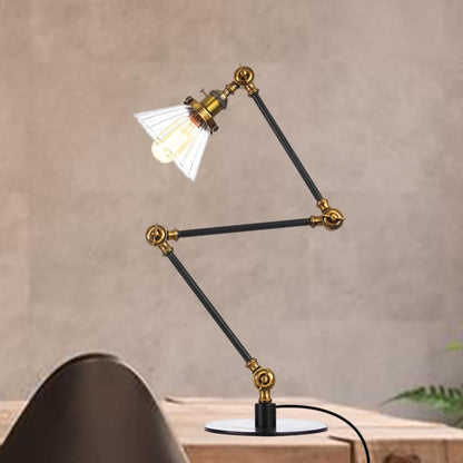 Lampe de table élégante en verre transparent conique