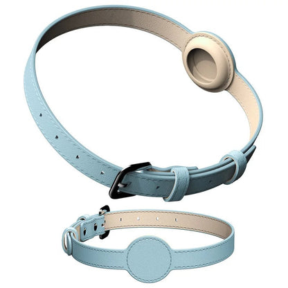 Collier élégant en cuir avec porte-Airtag intégré