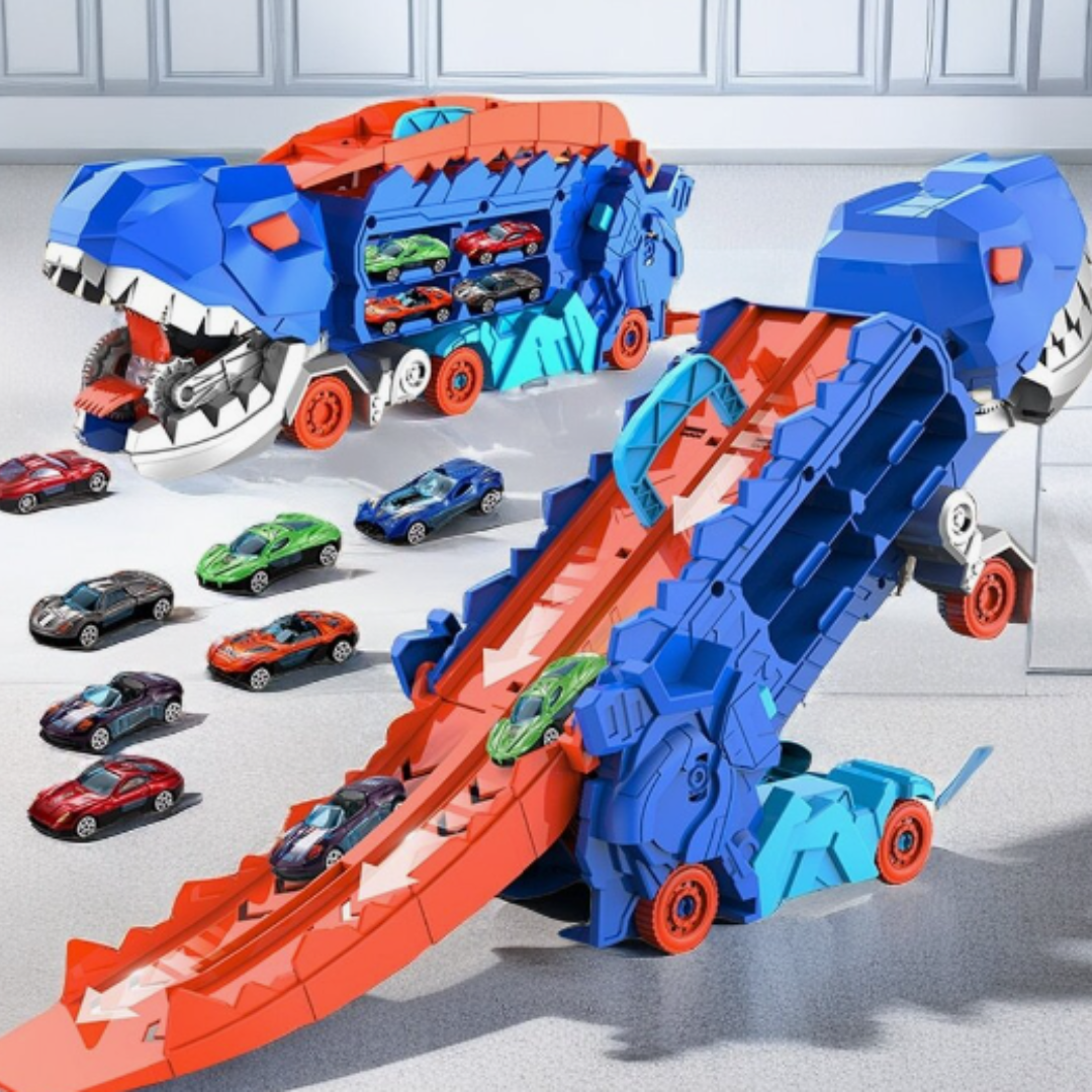 Camion jouet transport de dinosaures avec circuits de course