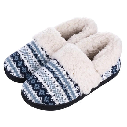Pantoufles d’intérieur chaudes en tricot pelucheux hiver