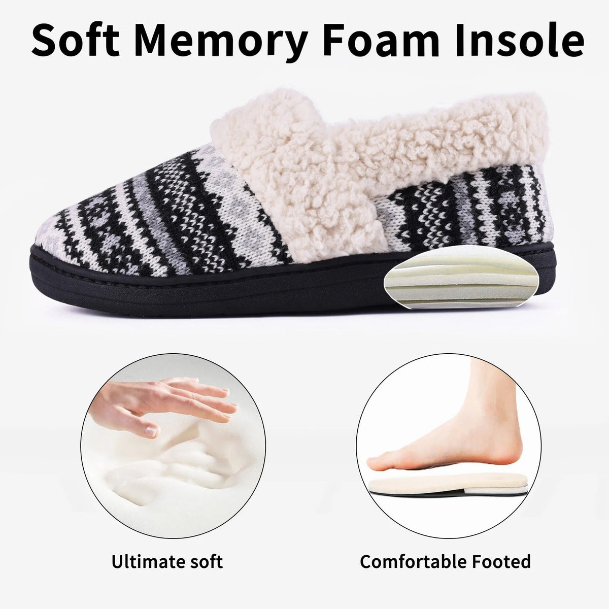 Pantoufles d’intérieur chaudes en tricot pelucheux hiver
