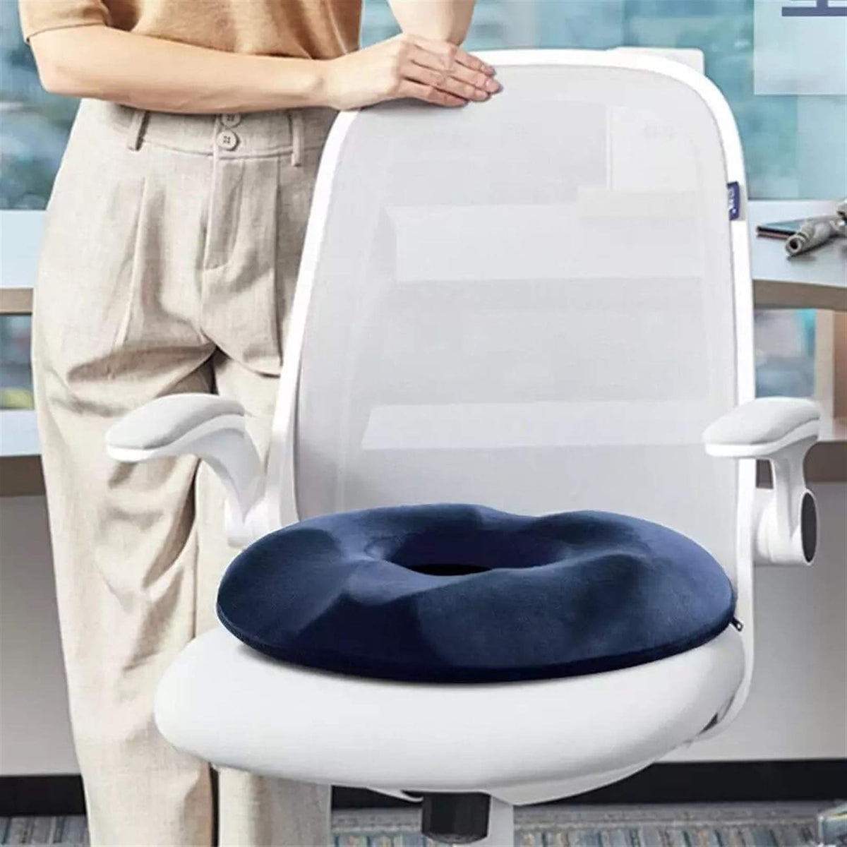 Oreiller ergonomique anti-hémorroïdes en forme de beignet