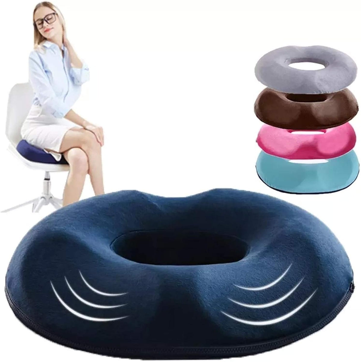 Oreiller ergonomique anti-hémorroïdes en forme de beignet