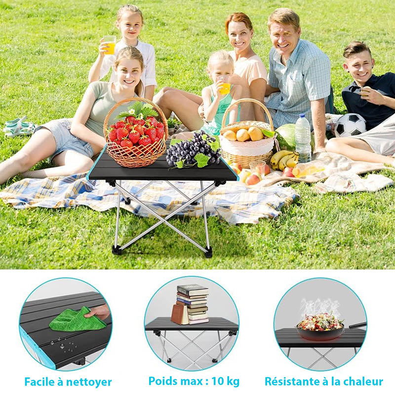 Table de camping pliante légère en aluminium robuste