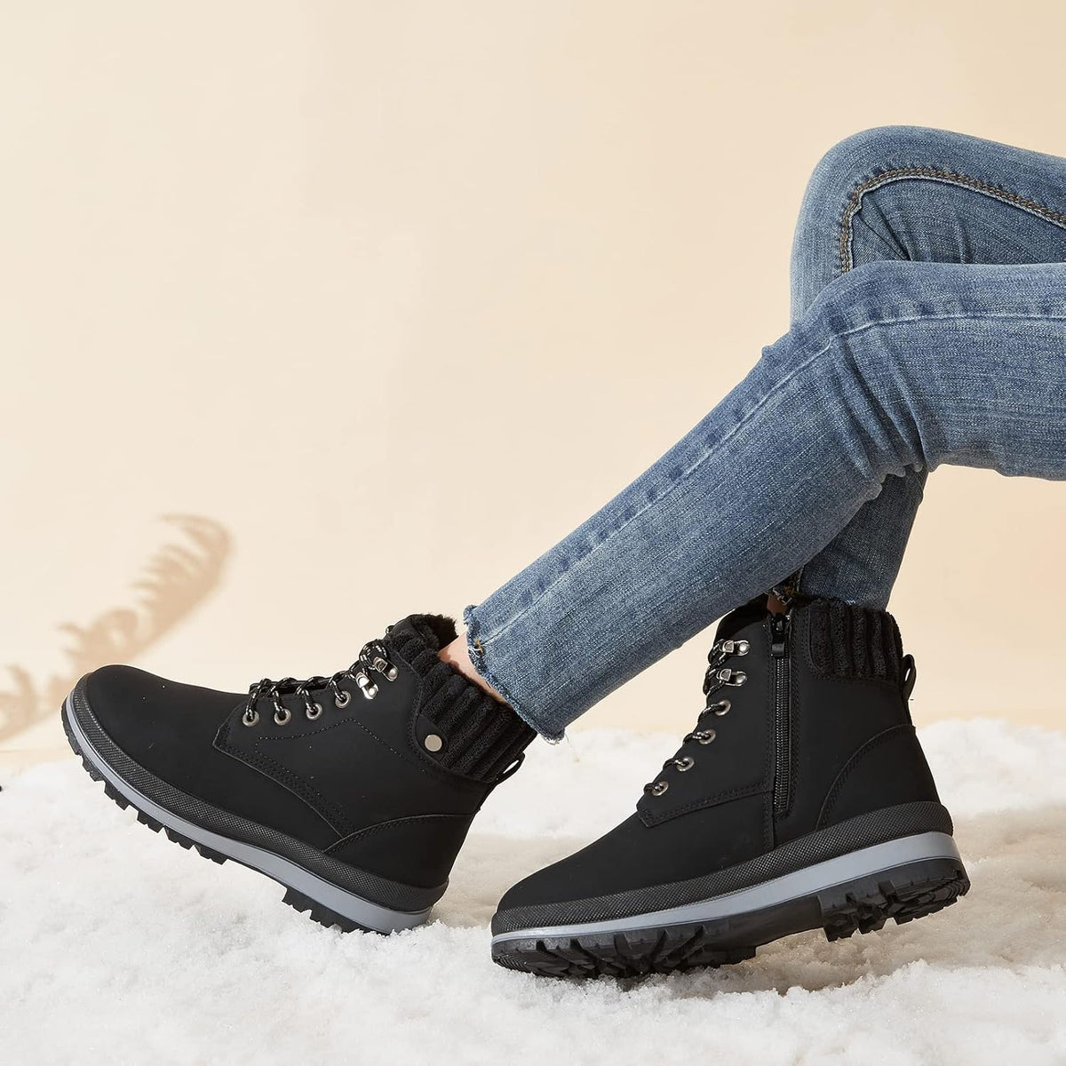 Bottes de combat doublées de fourrure isolantes