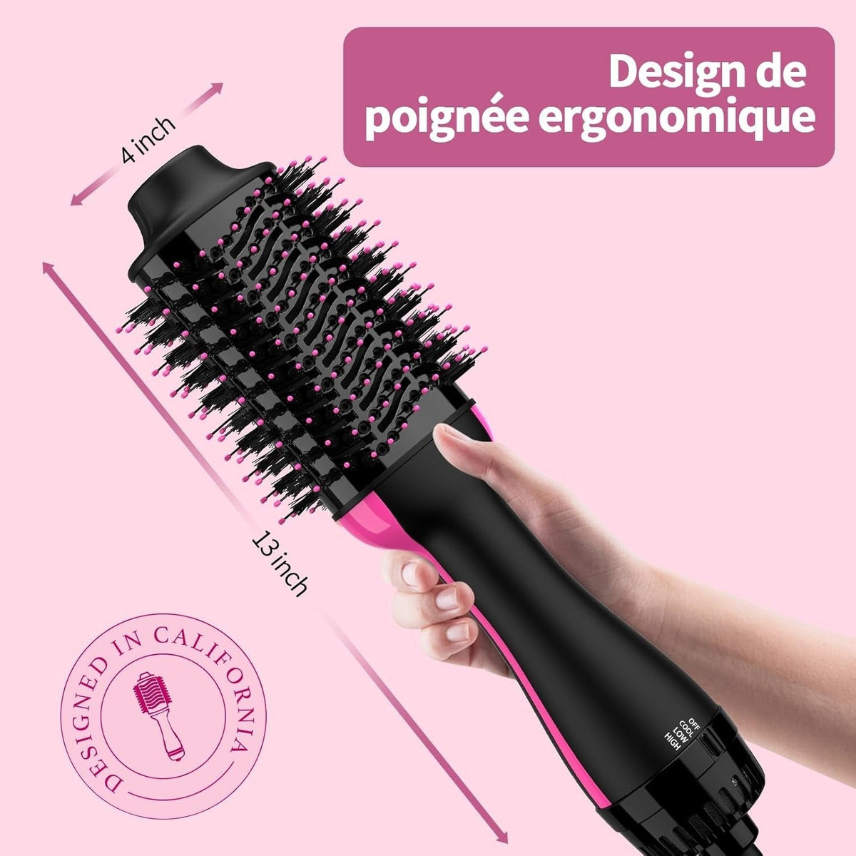 Sèche-cheveux volumisant professionnel pour cheveux longs et mi-longs