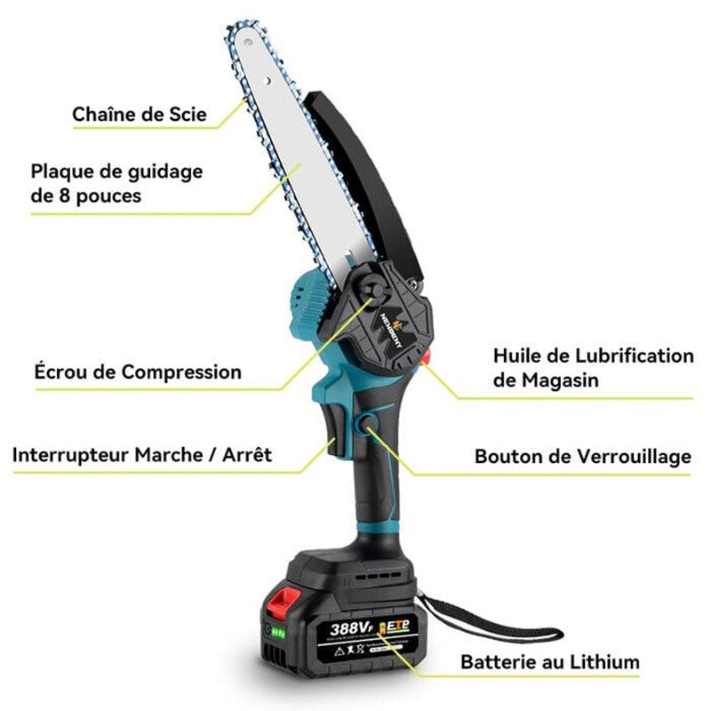 Tronçonneuse électrique puissante à batterie 15000 mAh