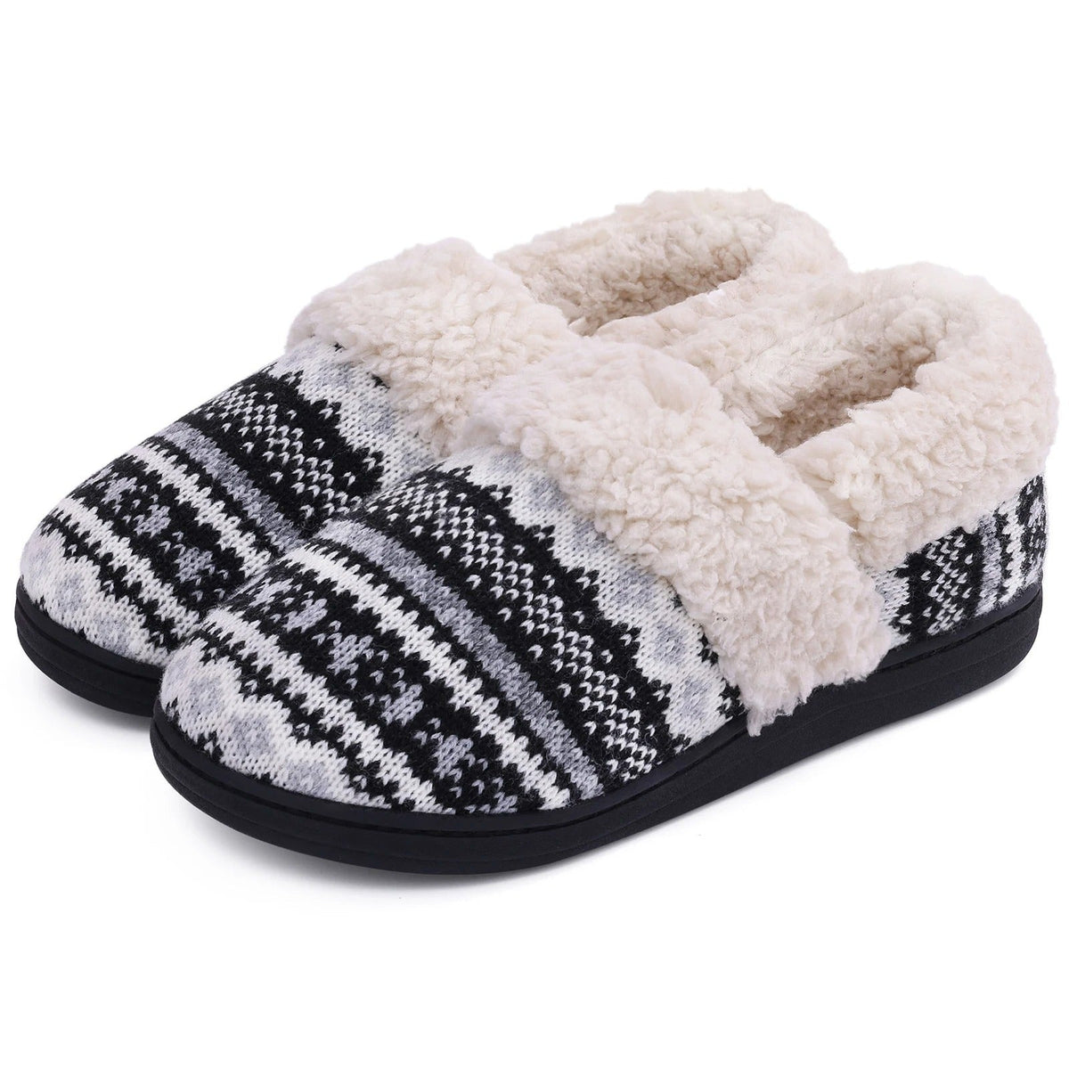 Pantoufles d’intérieur chaudes en tricot pelucheux hiver