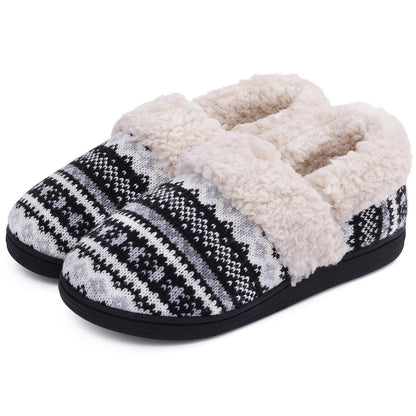Pantoufles d’intérieur chaudes en tricot pelucheux hiver