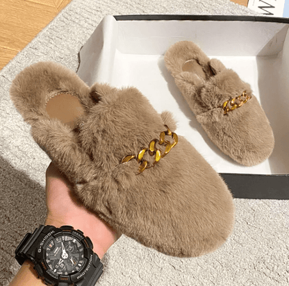 Pantoufles confortables en fourrure douce