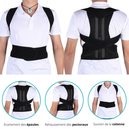 Correcteur de posture réglable en tissu respirant