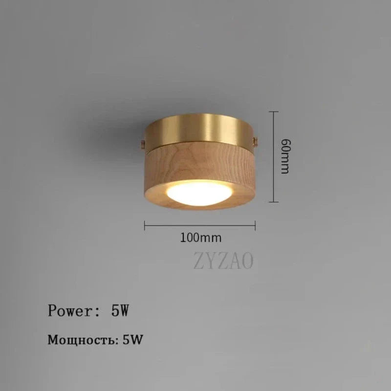 Lampe plafonnière en noyer avec projecteur LED intégré