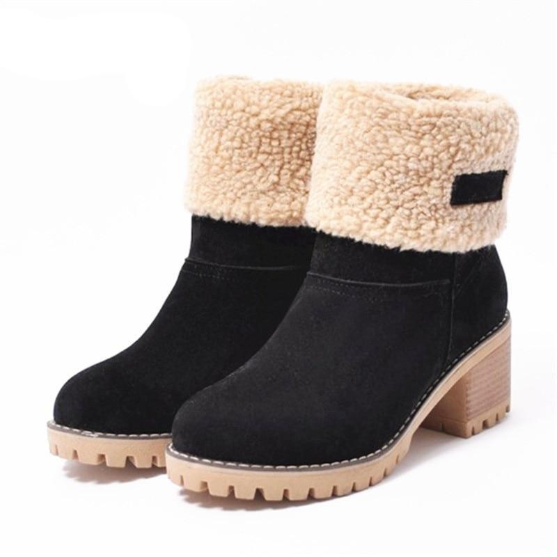 Bottes de neige isolantes en fourrure d'hiver