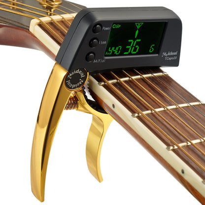 Capodastre réglable avec accordeur intégré pour guitare