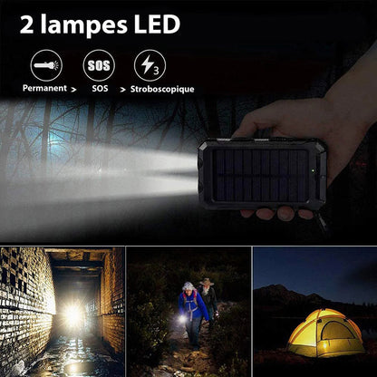 Batterie externe portable avec chargeur solaire USB