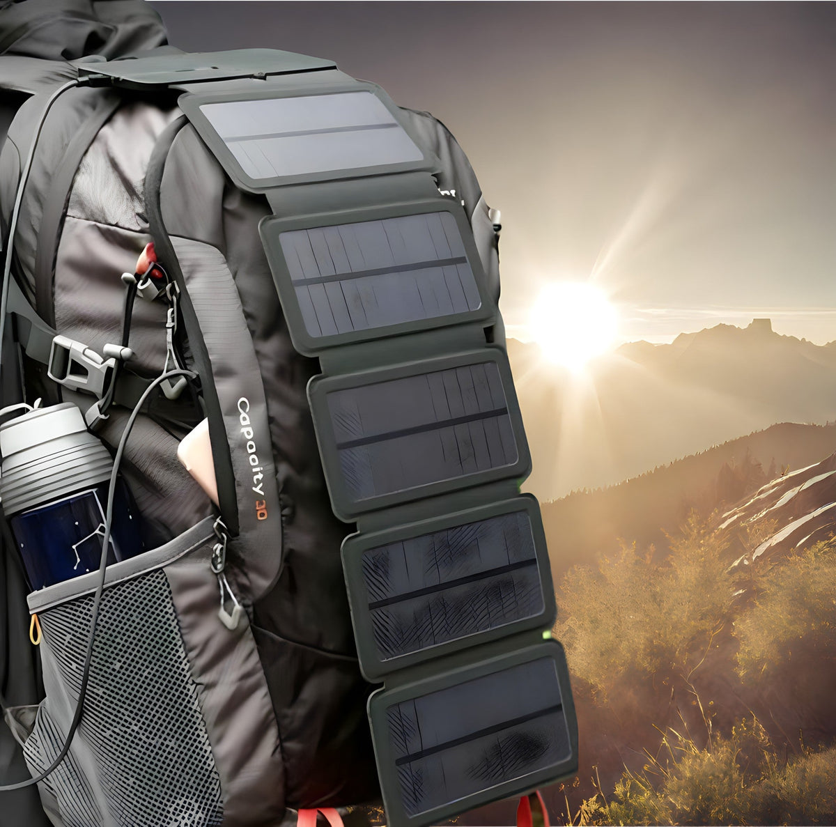 Panneau solaire portable pliable pour trekking et randonnée