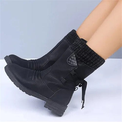 Bottes en daim élégantes à talon moyen