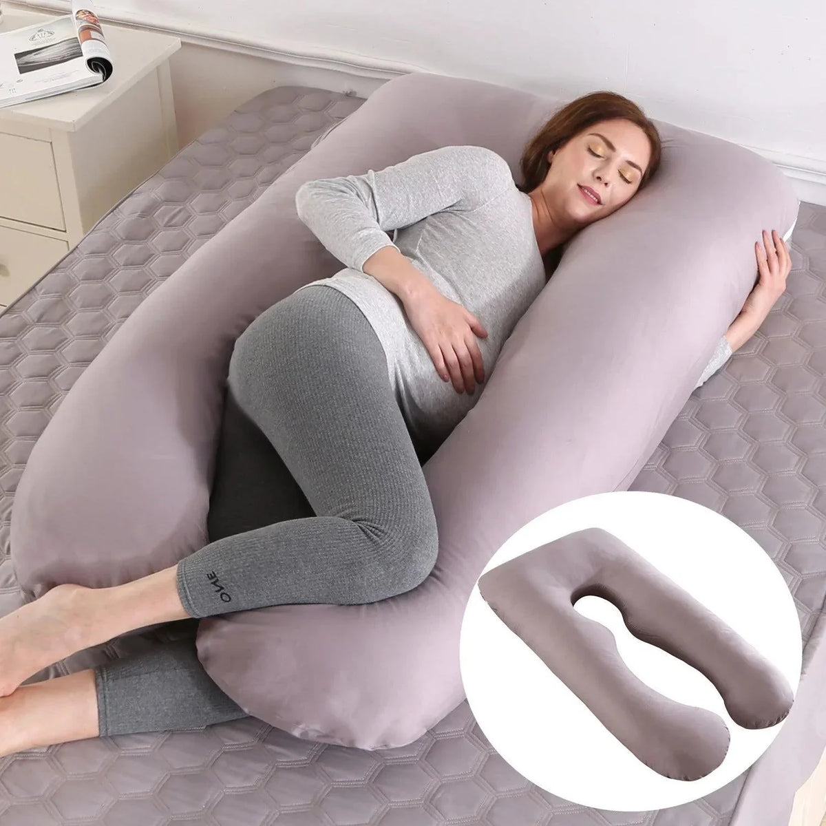 Oreiller de grossesse ergonomique en forme de U