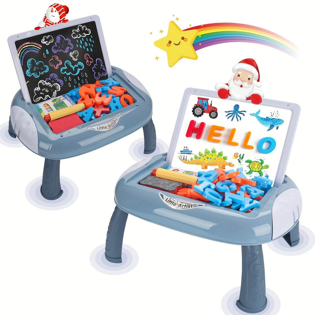 Tableau double face réversible ardoise et tableau avec accessoires