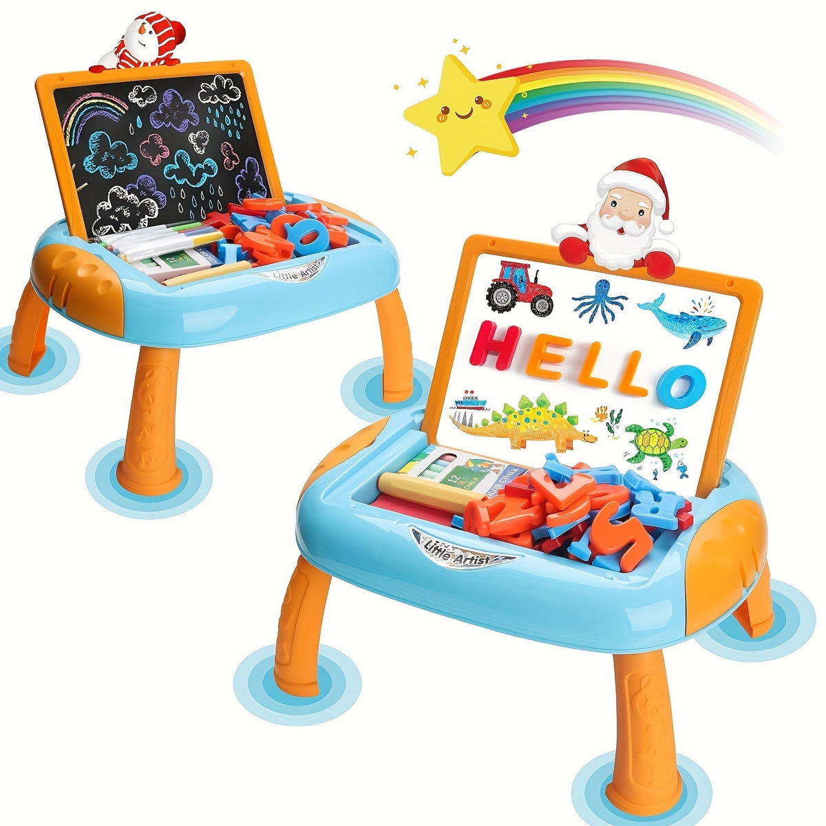 Tableau double face réversible ardoise et tableau avec accessoires