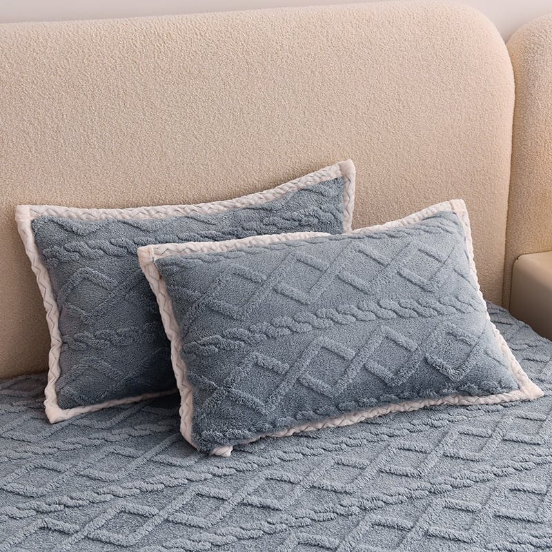 Couvre-lit élastique doux et protecteur avec paire de taies
