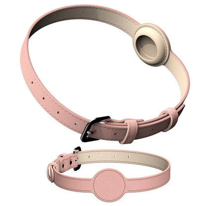 Collier élégant en cuir avec porte-Airtag intégré