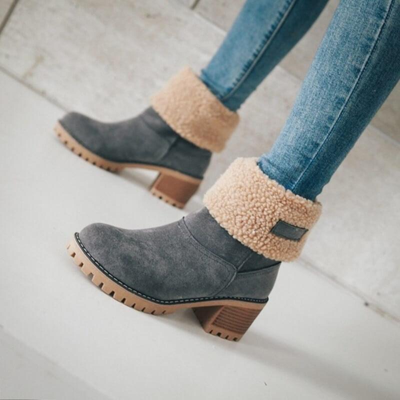 Bottes de neige isolantes en fourrure d'hiver