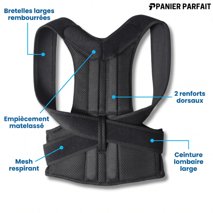Correcteur de posture avec soutien lombaire intégré ajustable