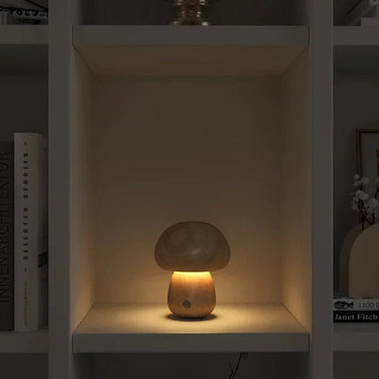 Lampe champignon décorative en bois massif
